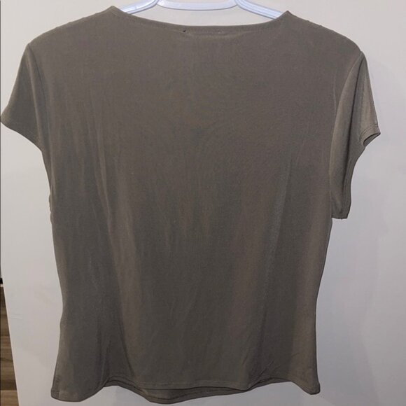 DKNY Women's Short Sleeve Top in Army Green - Picture 3 of 3